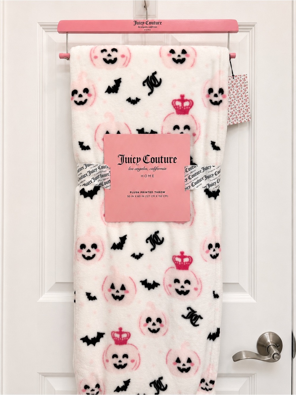 Juicy Couture Pink, White & Black Halloween Plush Throw